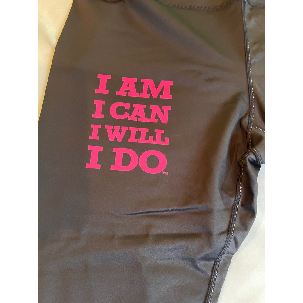 KALI Miami Fitwear Black Floral Motivational Capri Leggings 2X I Am I Can I Will - Picture 4 of 11